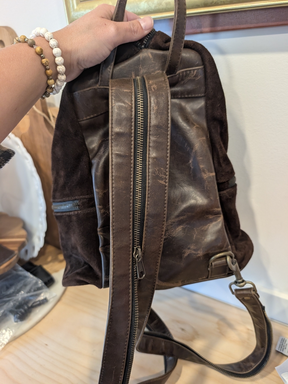 VTG Jeanne Lottie Canada Suede & Leather Convertible Backpack | Rare Slouchy Bag - Picture 11 of 16